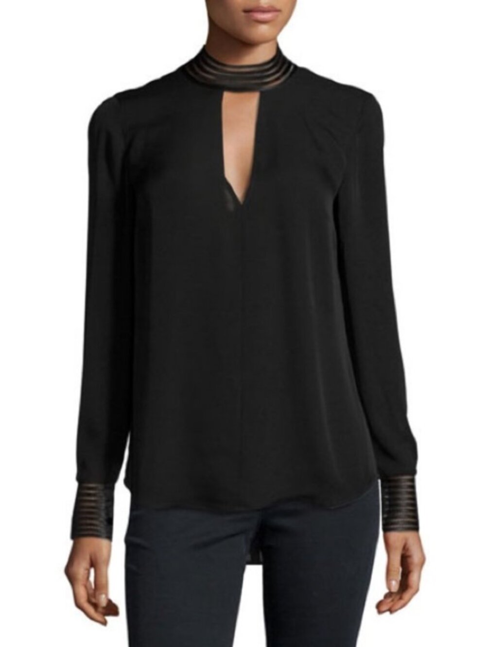 Veronica Beard Bolton Silk Tie Back Blouse Black Size 2 Career Neutral Classic